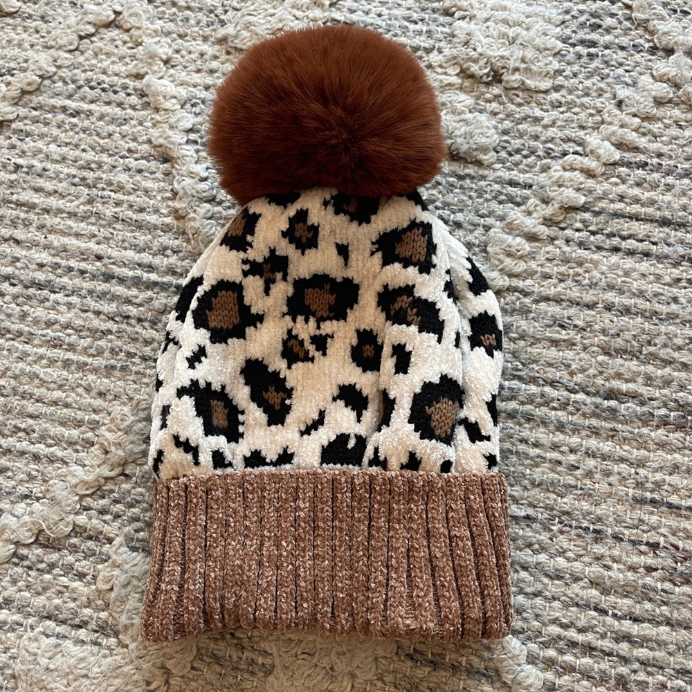 NWT leopard print beanie hat